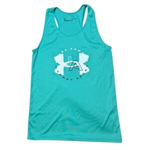 Under Armour Girls Medium Teal Racerback Tank Top Loose Fit Graphic Active